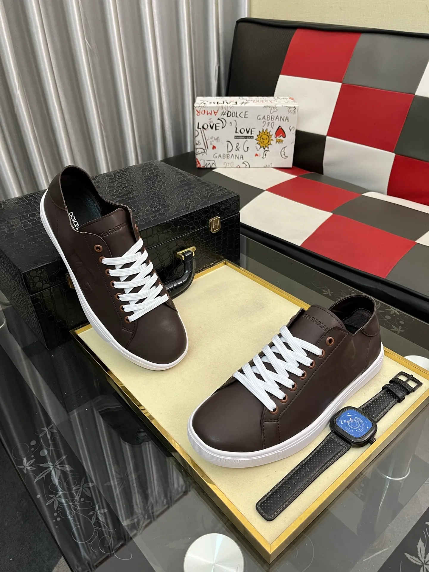 Men's shoes 💰400⌚️⌚️New DG Dolce & Gabbana high-end couple's sports and casual shoes, imported cowhide, multiple material splicing design➕Imported cowhide lining, cowhide foot pads➕Original TPR elastic outsole. Size: 38-46